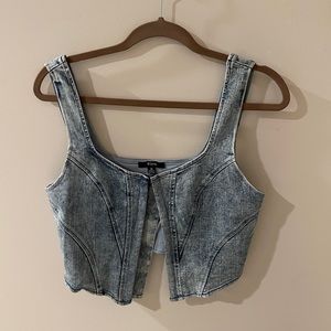 Light wash denim corset crop top | Medium